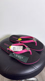 New Lauren Ralph Lauren Black/Pink Elissa Flip Flops, 9