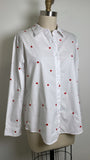Skies Are Blue White with Heart Print Top, M