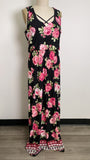 New Three Pink Hearts Black Dress, XL