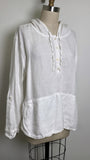 Tahari White 100% Linen Hooded Top, XL