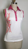 Adidas White/Pink Golf Top, S