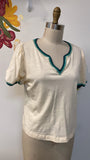 Democracy Ivory/Green Top, M Petite