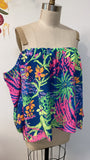 Lilly Pulitzer Off Shoulder 100% Silk Top, L