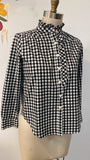 Ann Taylor Black Gingham Top, XS Petite