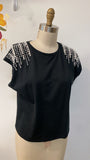 Calligraphie Black with Pearl Accents Top, M