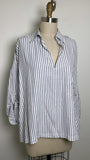 Max Studio White/Blue Stripe Top, 1X