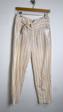 Anthropologie Stripe Linen/Cotton 27" Inseam Pants, 6