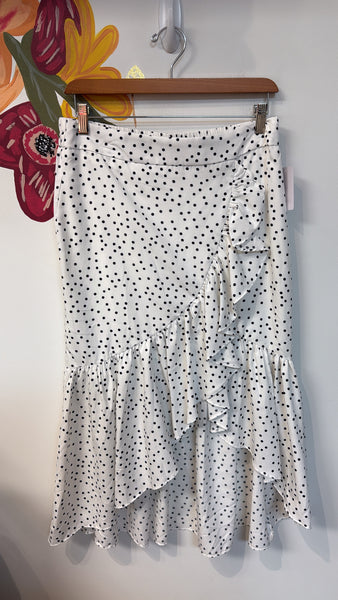 Milk & Honey White/Black Polka Dot Skirt, XL