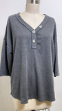Andree Gray Waffle Knit Top, L