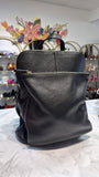 L. Credi Black Leather Backpack, 14"x12"