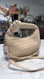 Cream Woven Crossbody Bag, 11"x6"