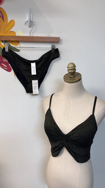 New Cupshe 2pc Black/Gold Swimsuit, M