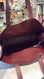 New Rachel Zoe Arialith Bordo Large Tote Bag Burgundy Faux Vegan Leather, 16.5"x11.5"