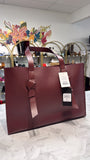 New Rachel Zoe Arialith Bordo Large Tote Bag Burgundy Faux Vegan Leather, 16.5"x11.5"