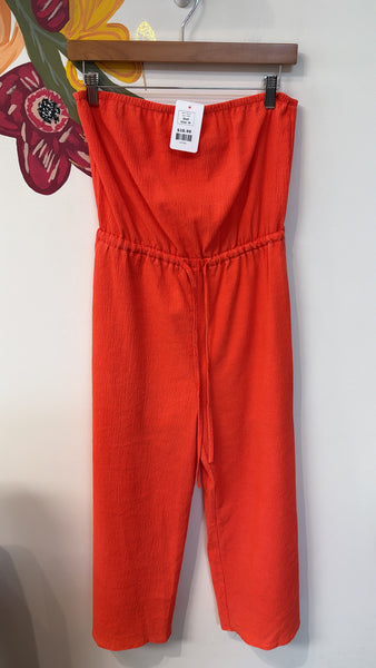 Doll Coral Strapless Jumpsuit, M