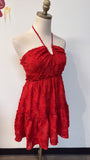 New How Very Loved Red Halter Dress, S