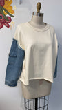 New Umgee Cream/Denim Sweatshirt, S