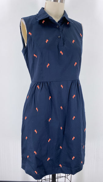 Brooks Brothers Navy Bird Print Dress, 8