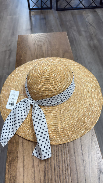 Tan/Navy Polka Dot Hat (not available for shipping)