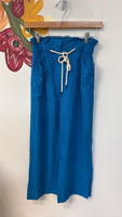 Deluc Blue Linen Belted Pants, XS