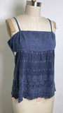 Lucky Brand Blue Cutout Top, S