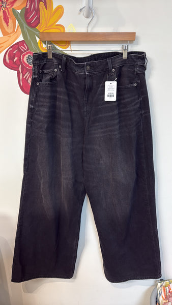 American Eagle Black High Rise Wide Leg Jeans, 16 Long