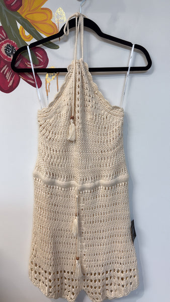 New Lulus Crochet Halter Romper, XL