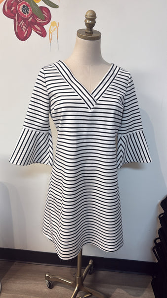 Skies Are Blue White/Navy Stripe Dress, XS