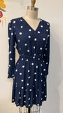 Loft Blue Polka Dot Dress, S Petite