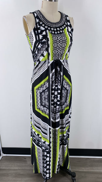 NY Collection Black/Green Dress, XS Petite
