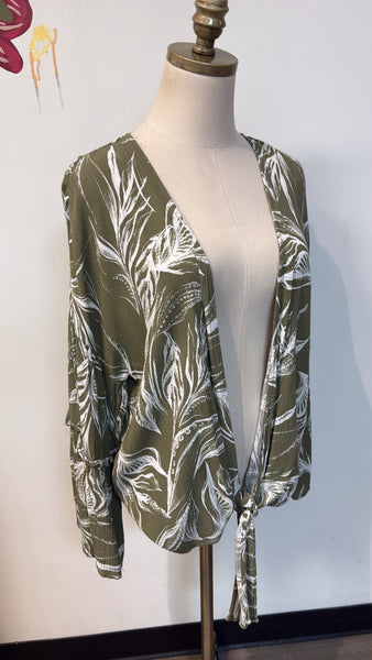Blu Pepper Green Tie Front Top, S
