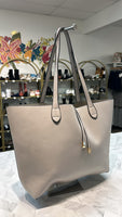 Gray Faux Leather Tote Bag, 18"x11.5"