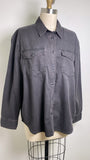New Madewell Black Denim Western Button-Up Shirt, L