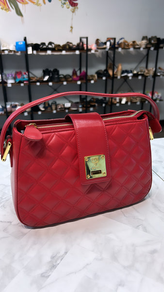MCM Red Quilted Handbag, 9.5"x6.5"