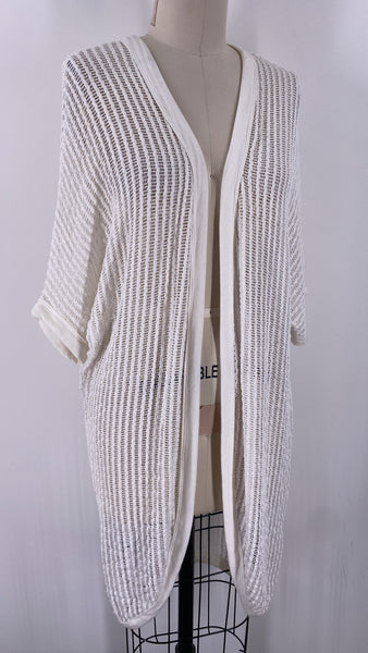 Viola White Open Stitch Cardigan, S