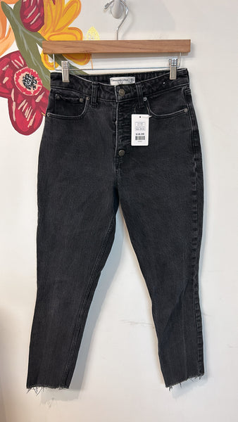 Abercrombie & Fitch Black High Rise Button Fly 26.5" Inseam Jeans, 26 (2)