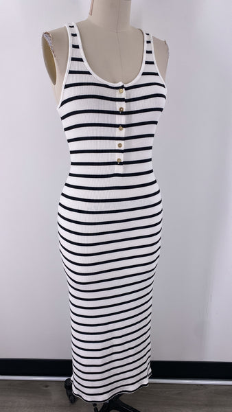 H&M White/Black Stripe Dress, XS