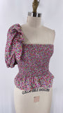 Do + Be Floral One Shoulder Smocked Top, L