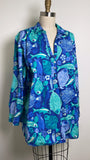 Talbots Blue Fish Print Top, 2X