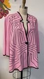 Ming Wang Pink/Black 3/4 Sleeve Sweater, 1X