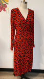 Cabi Red Animal Print Wrap Dress, L