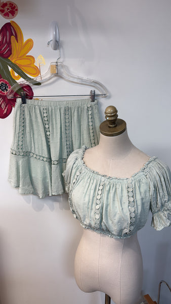 Saints & Secrets 2pc Green Skirt + Top, M