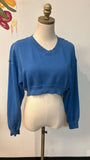 Offline by Aerie Blue Cropped V-Neck Sweatshirt, XS