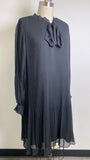 New DKNY Black Tie-Neck Pleated Balloon-Sleeve Chiffon Dress, 14W