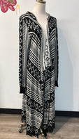 Mia Maddison Black Longline Fringe Hooded Cardigan, 3X