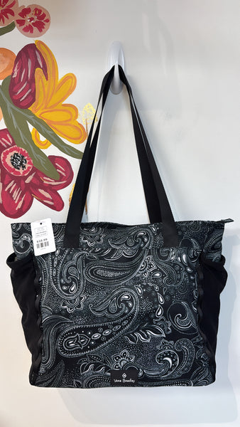 Vera Bradley Black Tote Bag, 13"x14"