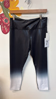 New Zyia Black Metallic Ombre Hi Rise 7/8 Athletic Leggings, 12
