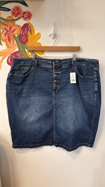 St. John's Bay Denim Button Fly Skirt, 24W