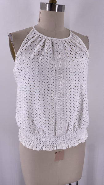 New White House Black Market White Eyelet Top, XS (retail $79)