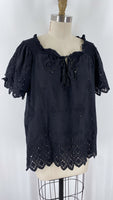 Adiva Black Eyelet Top, 1X